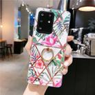 For Galaxy S20 Plating Geometric Flower Series IMD TPU Mobile Phone Case with Ring Rhinestones Holder(Pink) - 1