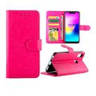 For LG W10 Crazy Horse Texture Leather Horizontal Flip Protective Case with Holder & Card Slots & Wallet & Photo Frame(Magenta) - 1