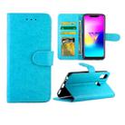 For LG W10 Crazy Horse Texture Leather Horizontal Flip Protective Case with Holder & Card Slots & Wallet & Photo Frame(Baby Blue) - 1
