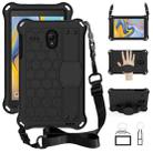 For Samsung Galaxy Tab A 8.0(2018) / T387 Honeycomb Design EVA + PC Four Corner Shockproof Protective Case with Straps(Black+Black) - 1