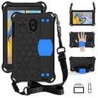 For Samsung Galaxy Tab A 8.0(2018) / T387 Honeycomb Design EVA + PC Four Corner Shockproof Protective Case with Straps(Black+Blue) - 1