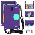 For Samsung Galaxy Tab A 8.0(2018) / T387 Honeycomb Design EVA + PC Four Corner Shockproof Protective Case with Straps(Purple+Aqua) - 1