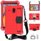 For Samsung Galaxy Tab A 8.0(2018) / T387 Honeycomb Design EVA + PC Four Corner Shockproof Protective Case with Straps(Red+Black) - 1