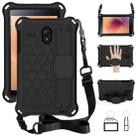 For GalaxyTab A 8.0 (2017)T380 Honeycomb Design EVA + PC Four Corner Anti Falling Flat Protective Shell With Straps(Black+Black) - 1