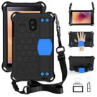 For GalaxyTab A 8.0 (2017)T380 Honeycomb Design EVA + PC Four Corner Anti Falling Flat Protective Shell With Straps(Black+Blue) - 1