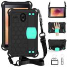 For GalaxyTab A 8.0 (2017)T380 Honeycomb Design EVA + PC Four Corner Anti Falling Flat Protective Shell With Straps(Black+Aqua) - 1