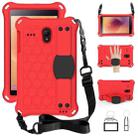 For GalaxyTab A 8.0 (2017)T380 Honeycomb Design EVA + PC Four Corner Anti Falling Flat Protective Shell With Straps(Red+Black) - 1