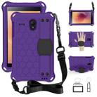For GalaxyTab A 8.0 (2017)T380 Honeycomb Design EVA + PC Four Corner Anti Falling Flat Protective Shell With Straps(Purple+Black) - 1