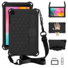 For GalaxyTab A 10.1 (2019) T510  Honeycomb Design EVA + PC Four Corner Anti Falling Flat Protective Shell With Straps(Black+Black) - 1