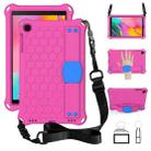 For GalaxyTab A 10.1 (2019) T510  Honeycomb Design EVA + PC Four Corner Anti Falling Flat Protective Shell With Straps(Rose Red+Blue) - 1