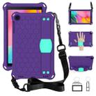 For GalaxyTab A 10.1 (2019) T510  Honeycomb Design EVA + PC Four Corner Anti Falling Flat Protective Shell With Straps(Purple+Aqua) - 1