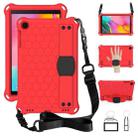 For GalaxyTab A 10.1 (2019) T510  Honeycomb Design EVA + PC Four Corner Anti Falling Flat Protective Shell With Straps(Red+Black) - 1