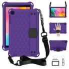 For GalaxyTab A 10.1 (2019) T510  Honeycomb Design EVA + PC Four Corner Anti Falling Flat Protective Shell With Straps(Purple+Black) - 1