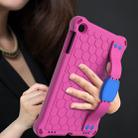 For iPad mini 5 / 4 / 3 / 2 /1 Honeycomb Design EVA + PC Four Corner Anti Falling Flat Protective Shell With Straps(Rose Red+Blue) - 1