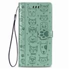 For iPhone 11 Pro Max Cute Cat and Dog Embossed Horizontal Flip PU Leather Case with Holder / Card Slot / Wallet / Lanyard(Grass Green) - 2