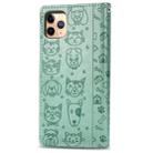 For iPhone 11 Pro Max Cute Cat and Dog Embossed Horizontal Flip PU Leather Case with Holder / Card Slot / Wallet / Lanyard(Grass Green) - 3