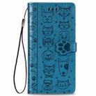 For iPhone 11 Pro Max Cute Cat and Dog Embossed Horizontal Flip PU Leather Case with Holder / Card Slot / Wallet / Lanyard(Blue) - 2
