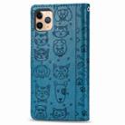 For iPhone 11 Pro Max Cute Cat and Dog Embossed Horizontal Flip PU Leather Case with Holder / Card Slot / Wallet / Lanyard(Blue) - 3