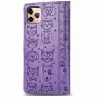 For iPhone 11 Pro Max Cute Cat and Dog Embossed Horizontal Flip PU Leather Case with Holder / Card Slot / Wallet / Lanyard(Light Purple) - 3