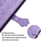 For iPhone 11 Pro Max Cute Cat and Dog Embossed Horizontal Flip PU Leather Case with Holder / Card Slot / Wallet / Lanyard(Light Purple) - 7