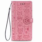 For iPhone 11 Pro Max Cute Cat and Dog Embossed Horizontal Flip PU Leather Case with Holder / Card Slot / Wallet / Lanyard(Pink) - 2