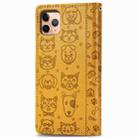 For iPhone 11 Pro Max Cute Cat and Dog Embossed Horizontal Flip PU Leather Case with Holder / Card Slot / Wallet / Lanyard(Yellow) - 3