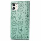 For iPhone 11 Cute Cat and Dog Embossed Horizontal Flip PU Leather Case with Holder / Card Slot / Wallet / Lanyard(Grass Green) - 3