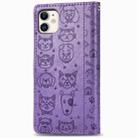 For iPhone 11 Cute Cat and Dog Embossed Horizontal Flip PU Leather Case with Holder / Card Slot / Wallet / Lanyard(Light Purple) - 3