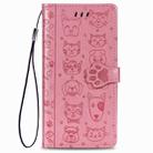 For iPhone 11 Cute Cat and Dog Embossed Horizontal Flip PU Leather Case with Holder / Card Slot / Wallet / Lanyard(Pink) - 2