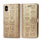 For iPhone XS Max Cute Cat and Dog Embossed Horizontal Flip PU Leather Case with Holder / Card Slot / Wallet / Lanyard(Gold) - 1
