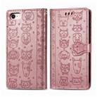 For iPhone 8/7 Cute Cat and Dog Embossed Horizontal Flip PU Leather Case with Holder / Card Slot / Wallet / Lanyard(Rose Gold) - 1