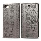 For iPhone 8/7 Cute Cat and Dog Embossed Horizontal Flip PU Leather Case with Holder / Card Slot / Wallet / Lanyard(Grey) - 1