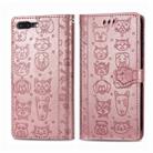 For iPhone 8Plus/7Plus Cute Cat and Dog Embossed Horizontal Flip PU Leather Case with Holder / Card Slot / Wallet / Lanyard(Rose Gold) - 1