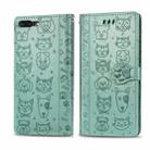 For iPhone 8Plus/7Plus Cute Cat and Dog Embossed Horizontal Flip PU Leather Case with Holder / Card Slot / Wallet / Lanyard(Grass Green) - 1