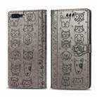 For iPhone 8Plus/7Plus Cute Cat and Dog Embossed Horizontal Flip PU Leather Case with Holder / Card Slot / Wallet / Lanyard(Grey) - 1