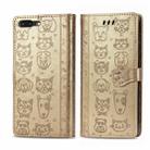 For iPhone 8Plus/7Plus Cute Cat and Dog Embossed Horizontal Flip PU Leather Case with Holder / Card Slot / Wallet / Lanyard(Gold) - 1