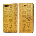 For iPhone 8Plus/7Plus Cute Cat and Dog Embossed Horizontal Flip PU Leather Case with Holder / Card Slot / Wallet / Lanyard(Yellow) - 1