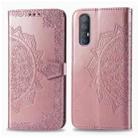 For OPPO Reno 3 Pro Halfway Mandala Embossing Pattern Horizontal Flip PU Leather Case with Holder & Card Slots & Walle & Lanyard(Rose Gold) - 1