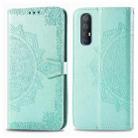 For OPPO Reno 3 Pro Halfway Mandala Embossing Pattern Horizontal Flip PU Leather Case with Holder & Card Slots & Walle & Lanyard(Green) - 1