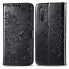 For OPPO Reno 3 Halfway Mandala Embossing Pattern Horizontal Flip PU Leather Case with Holder & Card Slots & Walle & Lanyard(Black) - 1