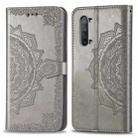 For OPPO Reno 3 Halfway Mandala Embossing Pattern Horizontal Flip PU Leather Case with Holder & Card Slots & Walle & Lanyard(Gray) - 1