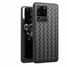 For Galaxy S20 Plus Non-Slip Classic Woven Pattern Breathable TPU Case(Black) - 1
