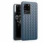 For Galaxy S20 Ultra Non-Slip Classic Woven Pattern Breathable TPU Case(Blue) - 1