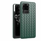 For Galaxy S20 Ultra Non-Slip Classic Woven Pattern Breathable TPU Case(Green) - 1