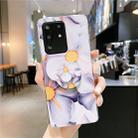 For Galaxy A51 Smooth Flower Series IMD TPU Case with Folding Holder(Qiuying KH1) - 1