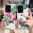 For Galaxy S20 Ultra Smooth Flower Series IMD TPU Mobile Phone Case With Folding Stand(Plumeria White KH3) - 4