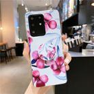 For Galaxy S20 Ultra Smooth Flower Series IMD TPU Mobile Phone Case With Folding Stand(Plumeria Red KH4) - 1