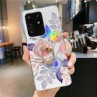 For Galaxy A71 Colorful Laser Flower Series IMD TPU Mobile Phone Case With Ring Bracket Rhinestones(Begonia Flowers KC2) - 1