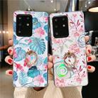For Galaxy A71 Colorful Laser Flower Series IMD TPU Mobile Phone Case With Ring Bracket Rhinestones(Begonia Flowers KC2) - 3