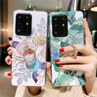 For Galaxy A71 Colorful Laser Flower Series IMD TPU Mobile Phone Case With Ring Bracket Rhinestones(Begonia Flowers KC2) - 4